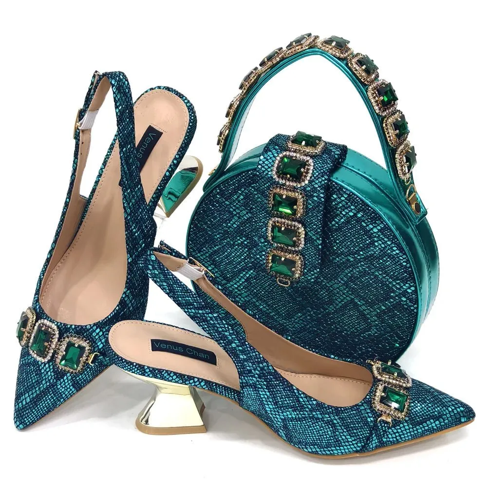Elegant Rhinestone Heels & Bag Set  - Ideal for Weddings