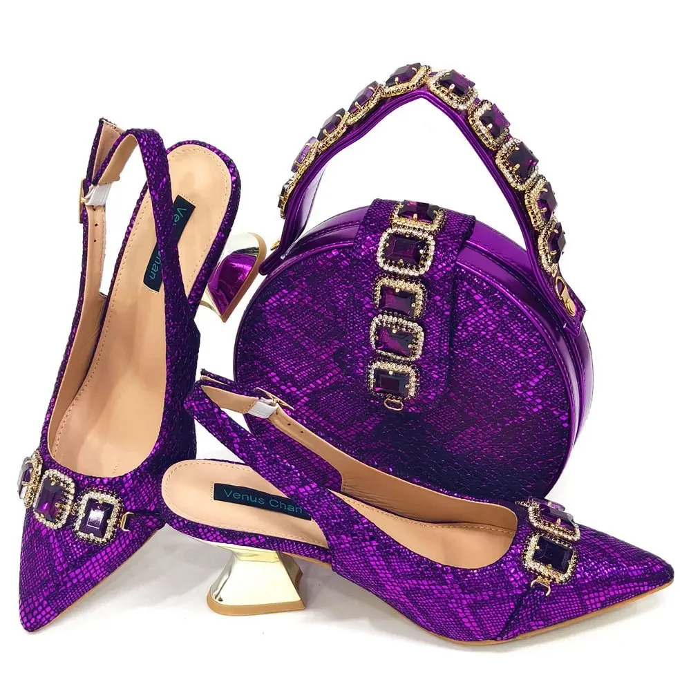 Elegant Rhinestone Heels & Bag Set  - Ideal for Weddings