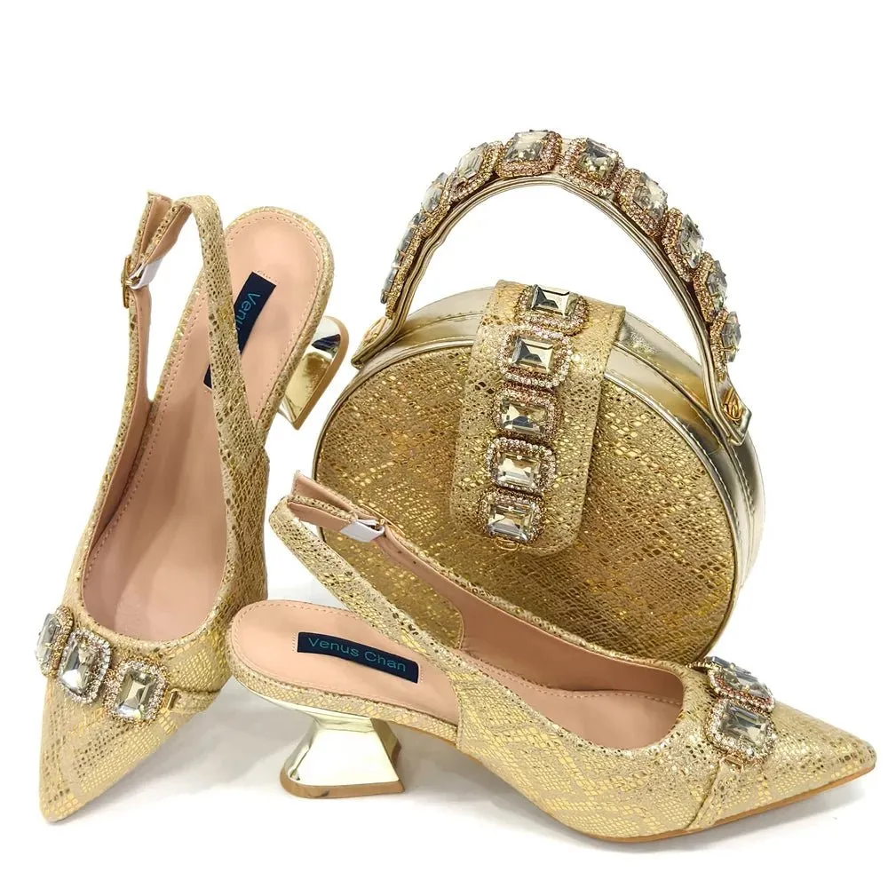 Elegant Rhinestone Heels & Bag Set  - Ideal for Weddings