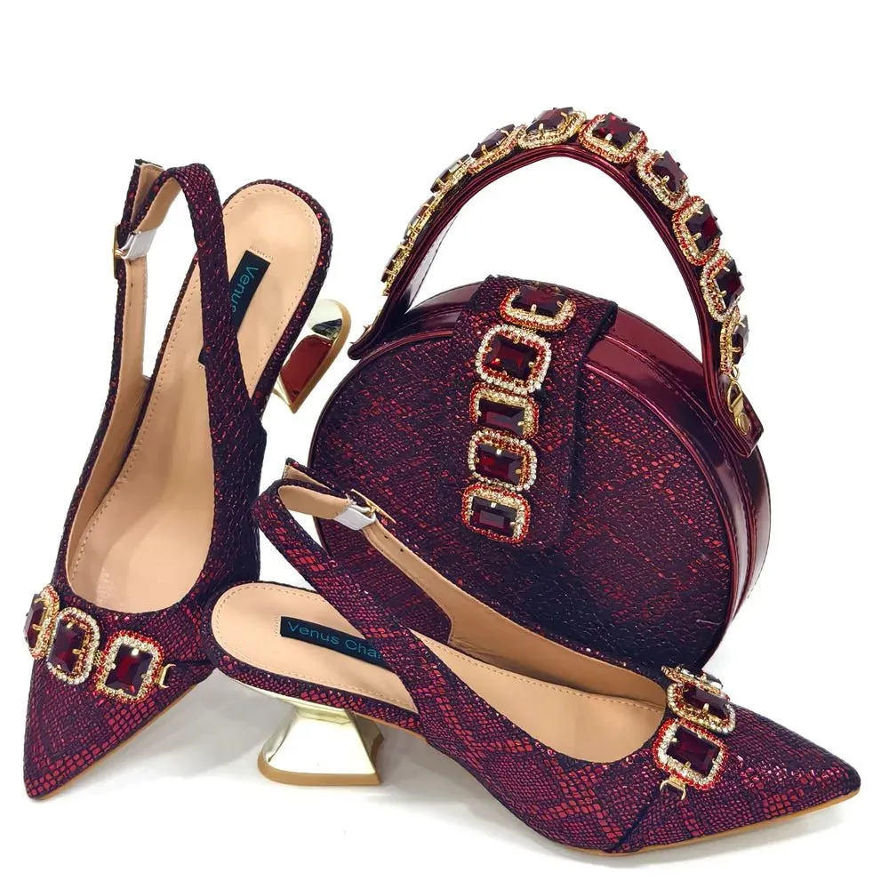 Elegant Rhinestone Heels & Bag Set  - Ideal for Weddings