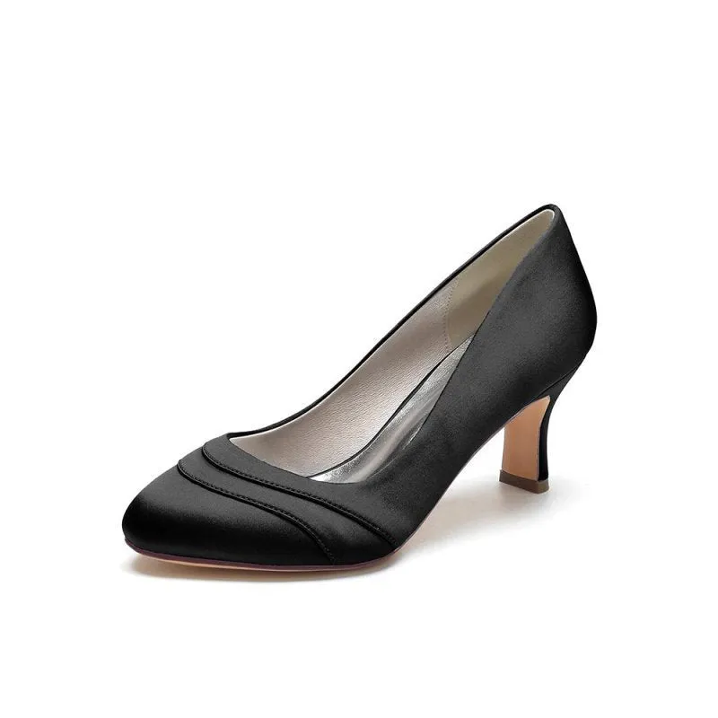 Elegant Satin Heels with Short Stiletto Heel