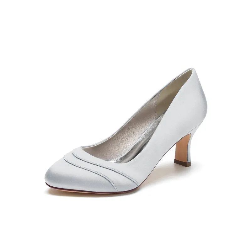 Elegant Satin Heels with Short Stiletto Heel