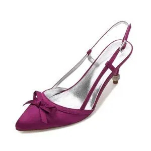 Elegant Satin Slingback Heels with Bow