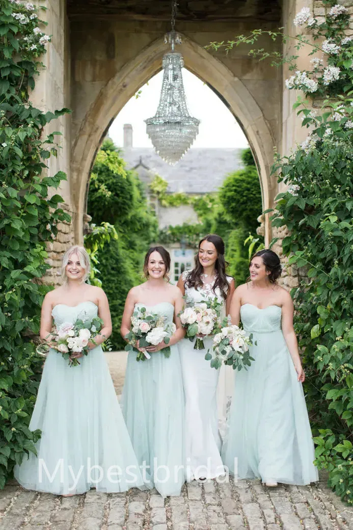 Elegant Sweetheart Sleeveless Long A-line Bridesmaid Dressess, BDS0307