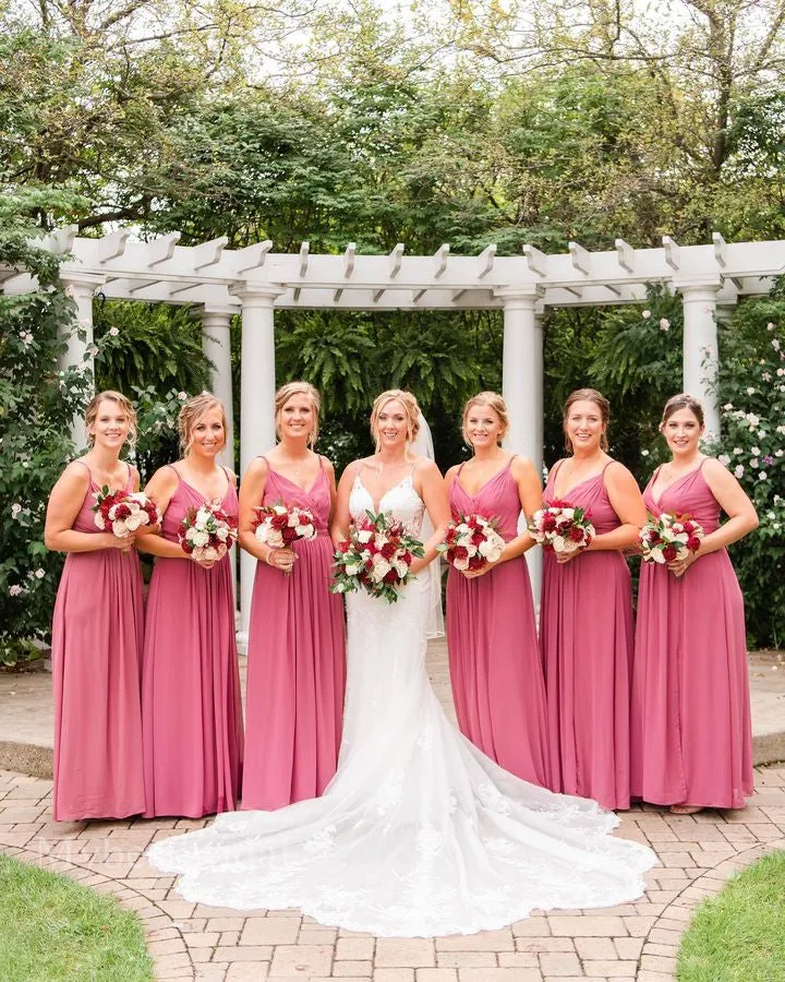 Elegant V-neck Sleeveless A-line Bridesmaid  Dressess, BDS0352