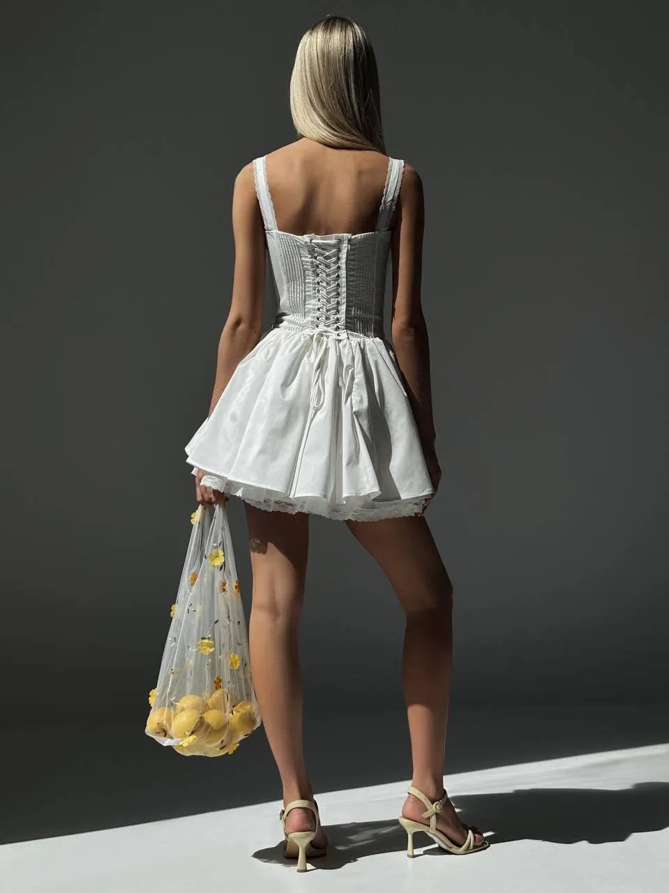 Elegant White Corset-Style Mini Dress