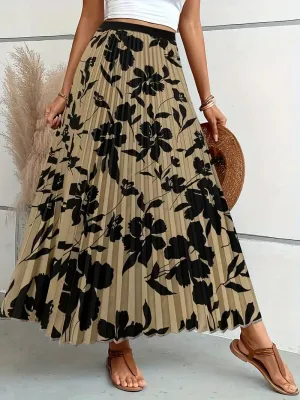 Elkise Spring Floral Pleated Skirt