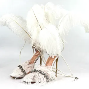 Fashion Rhinestone Feather Female Sandals Elegant Women Sandals