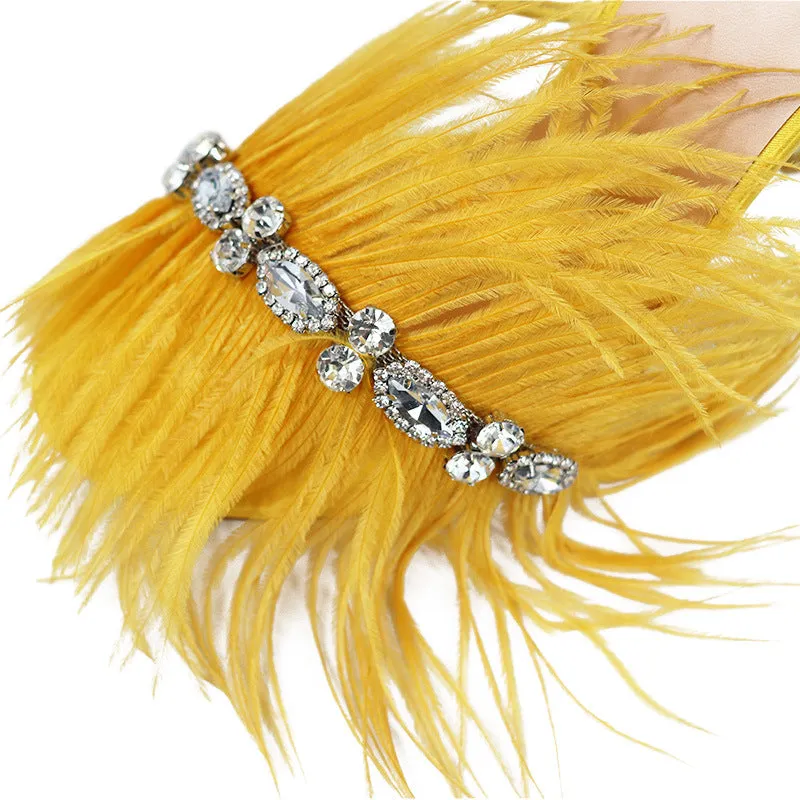 Fashion Rhinestone Feather Female Sandals Elegant Women Sandals