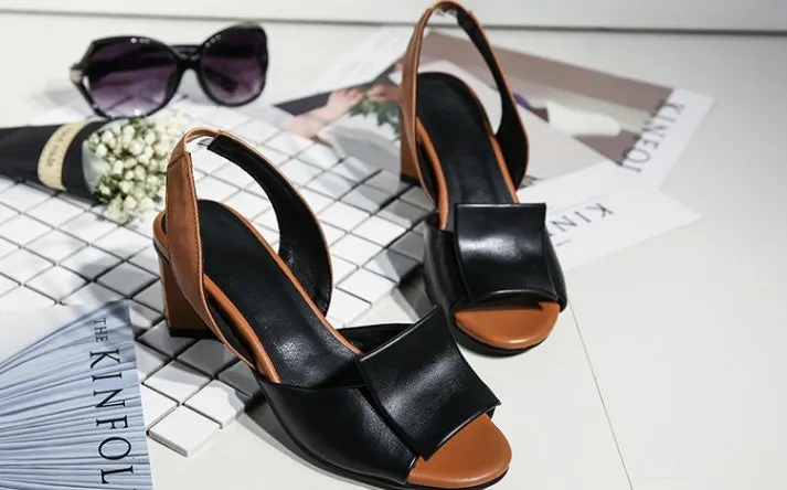Fish Mouth Block Heel Women Sandals