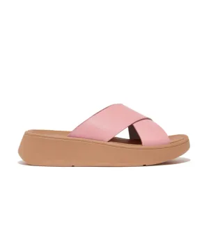 FitFlop F-Mode Leather Flatform Cross Slide Blush