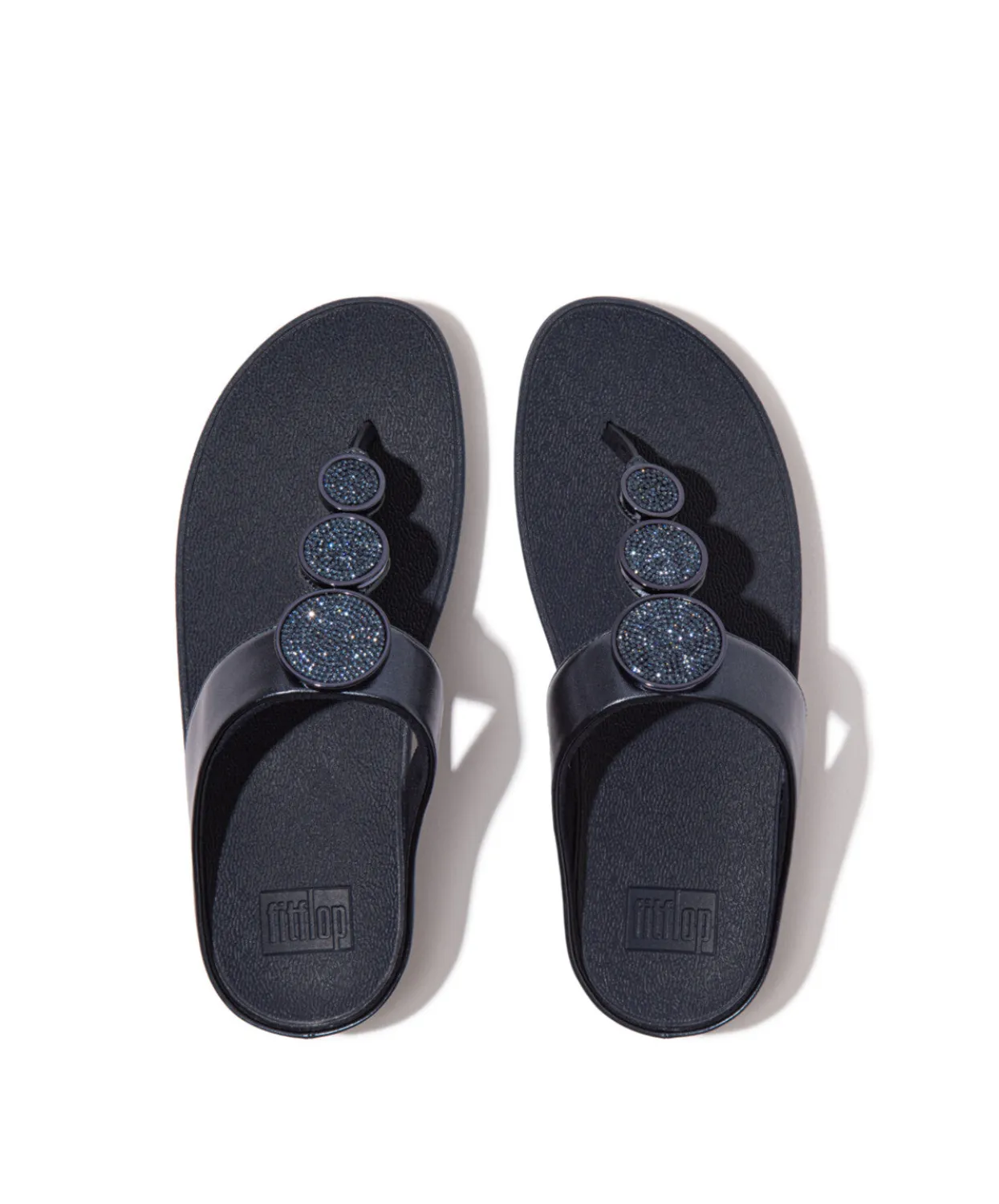 Fitflop Halo Bead Circle Metallic Toe Post Navy