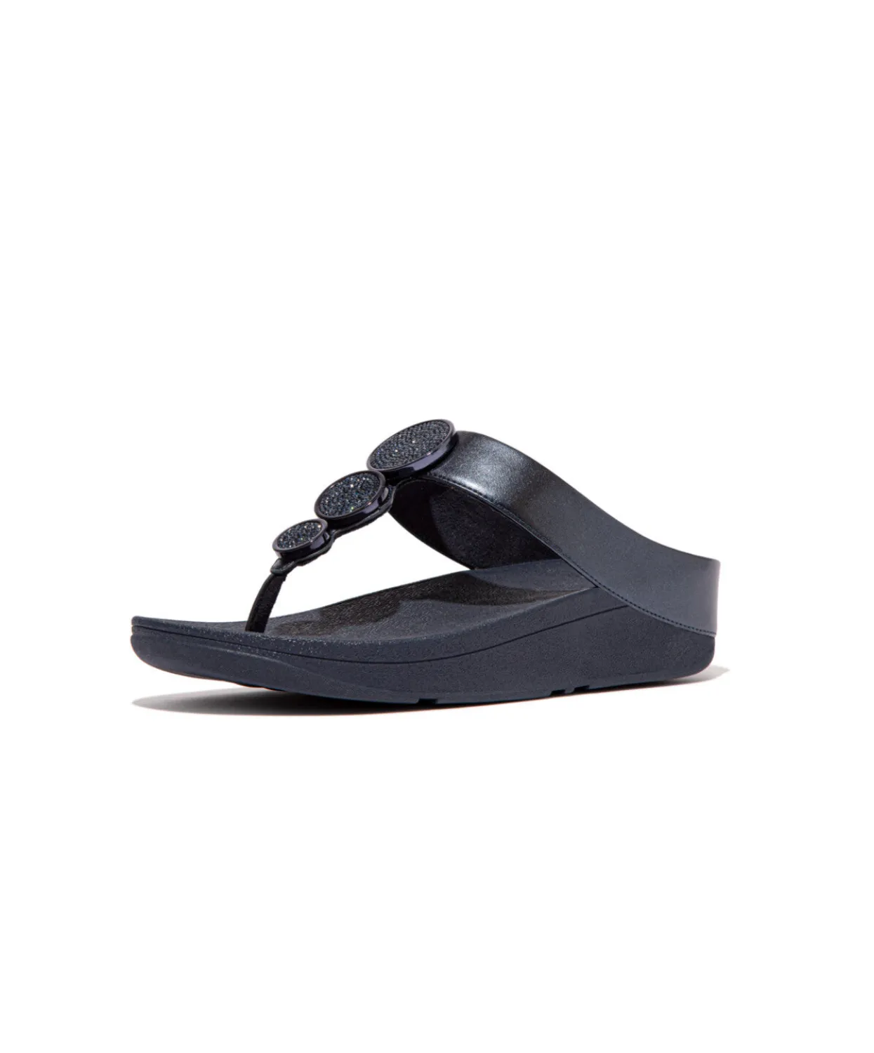 Fitflop Halo Bead Circle Metallic Toe Post Navy