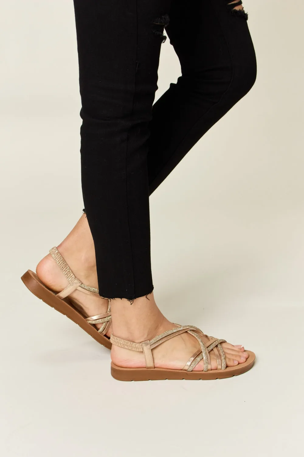 Forever Link Rhinestone Crisscross Flat Sandals ONLINE EXCLUSIVE