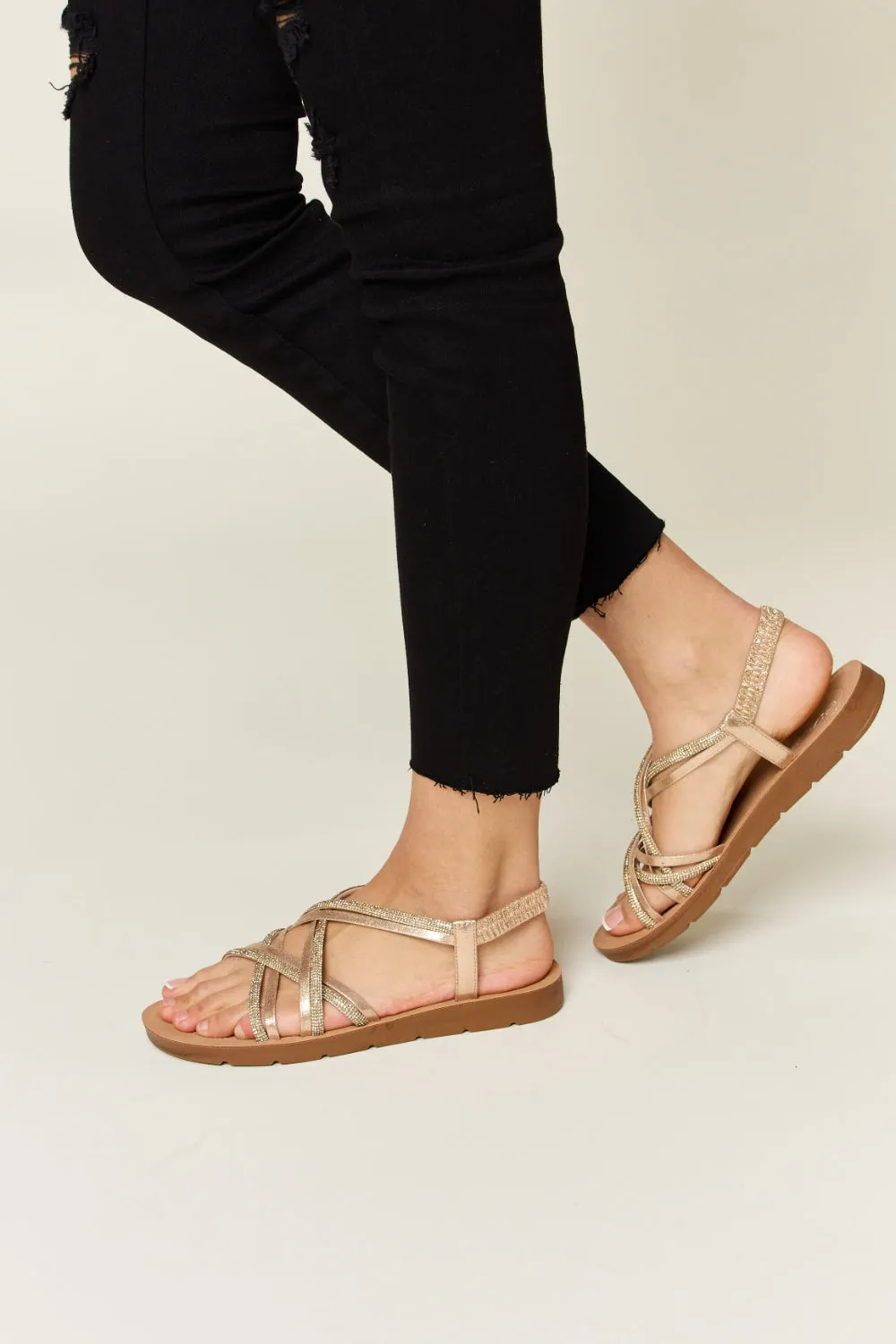 Forever Link Rhinestone Crisscross Flat Sandals ONLINE EXCLUSIVE
