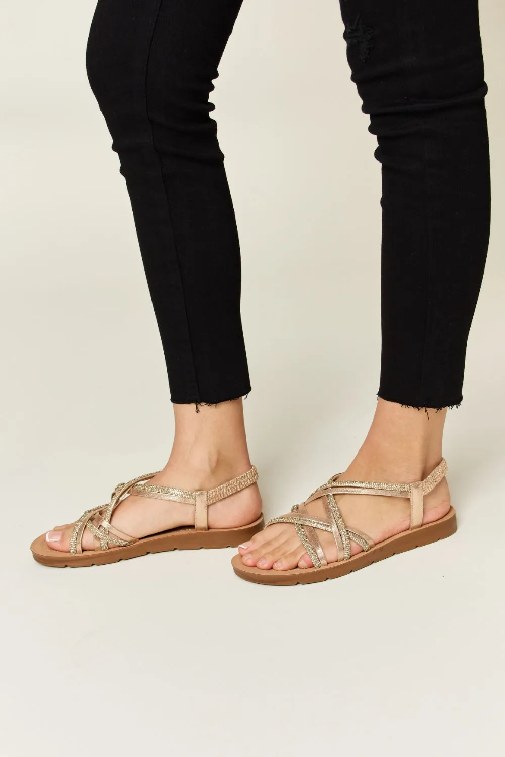Forever Link Rhinestone Crisscross Flat Sandals ONLINE EXCLUSIVE