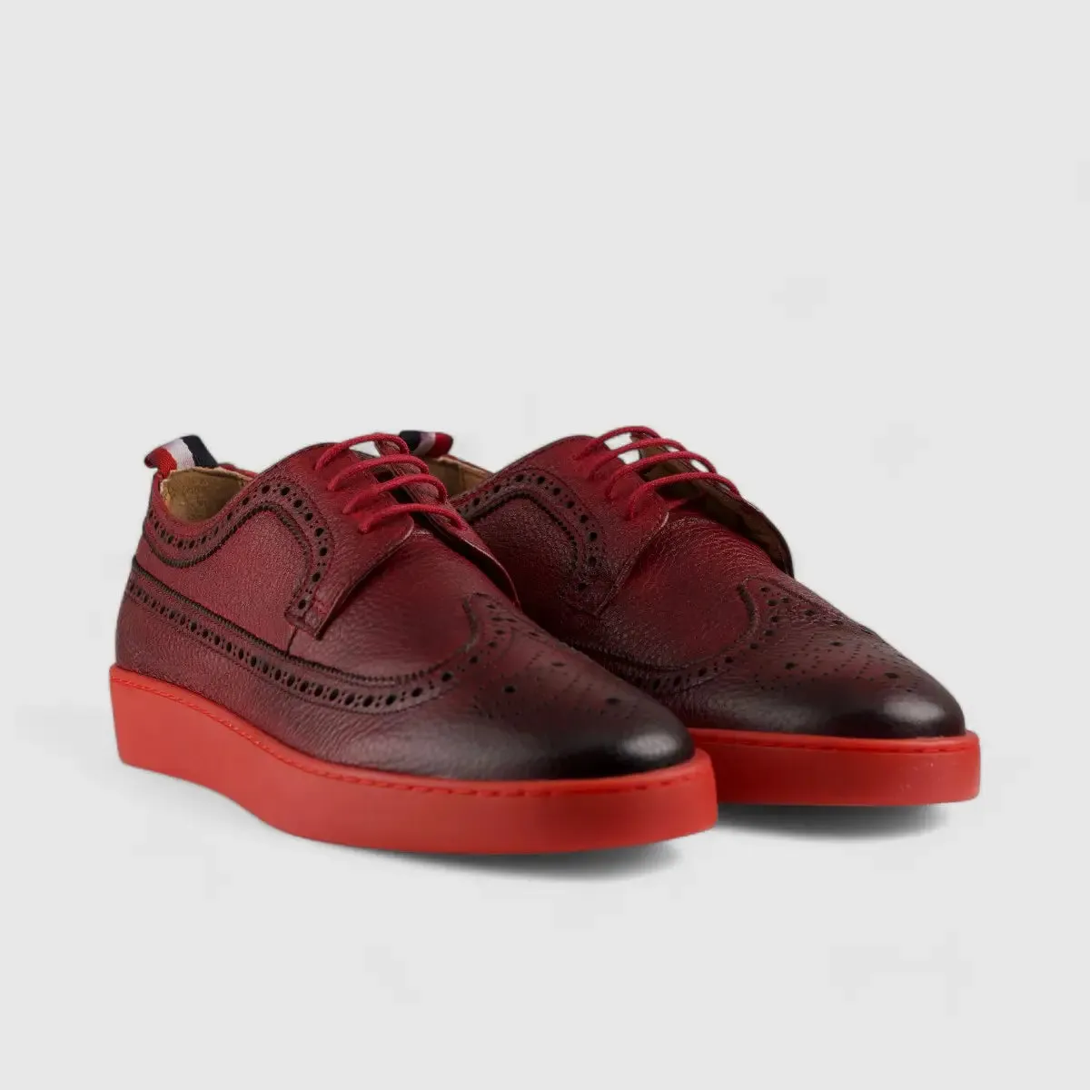 Formales Lace Up Leather Sneaker Red 4346