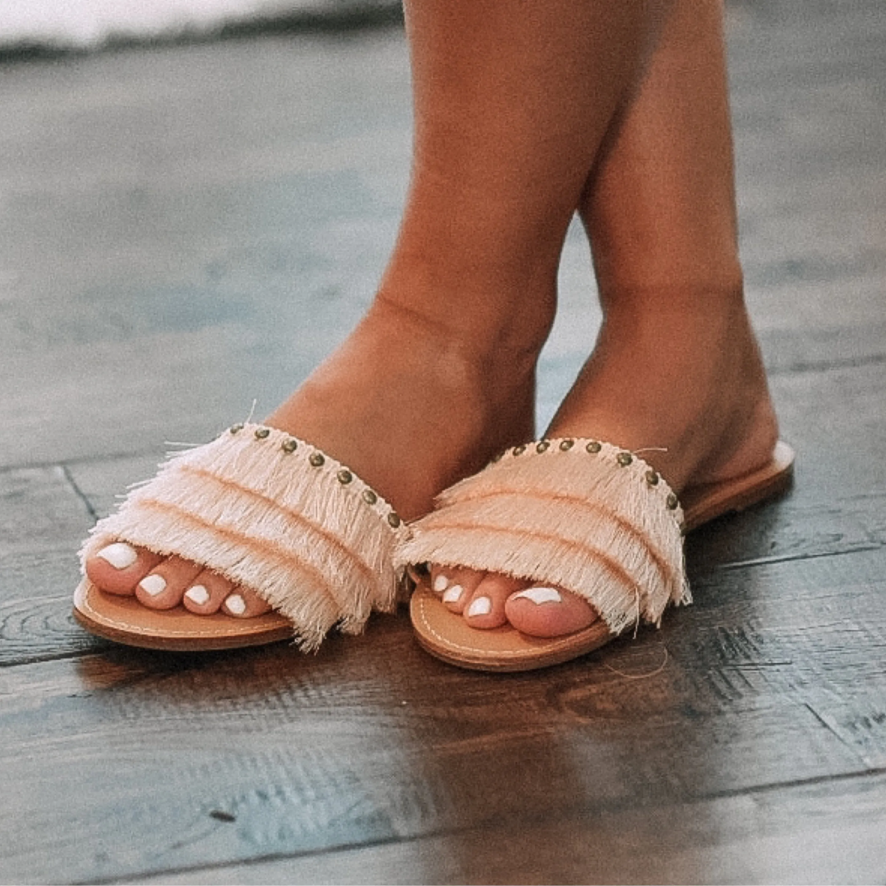 Fringe Forever Sandals (Blush)