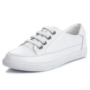 Genuine Leather Women's Casual Sneakers All Season Shoes White Vulcanized Shoes