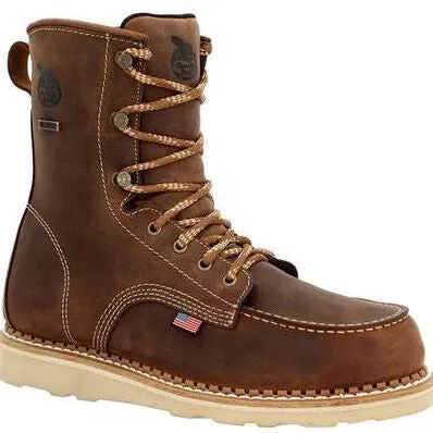 Georgia Men's Wedge 8" Waterproof Soft Toe Slip Resist Work Boot -Brown- GB00532