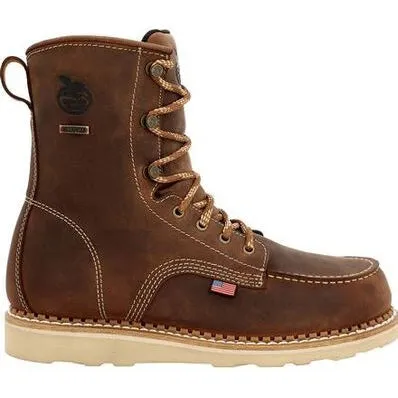 Georgia Men's Wedge 8" Waterproof Soft Toe Slip Resist Work Boot -Brown- GB00532