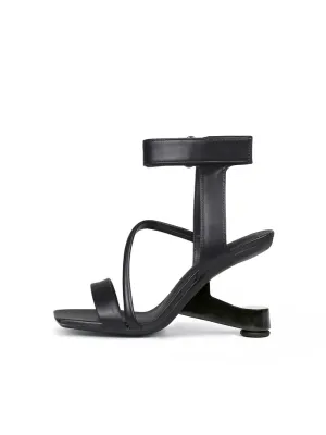 Gessi Ankle Strap Leather Heeled Sandal - Black