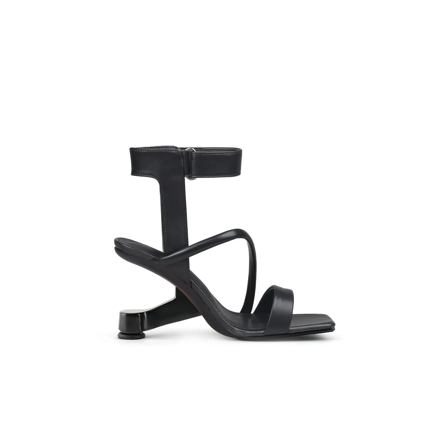 Gessi Ankle Strap Leather Heeled Sandal - Black