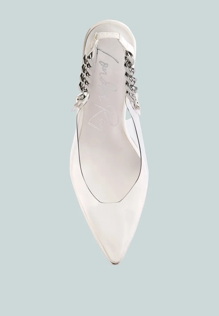 Goddess Metallic Stiletto Heel Slingback Sandals By Ruw