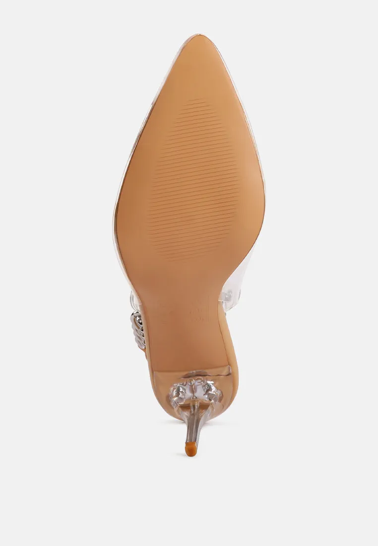 Goddess Metallic Stiletto Heel Slingback Sandals By Ruw