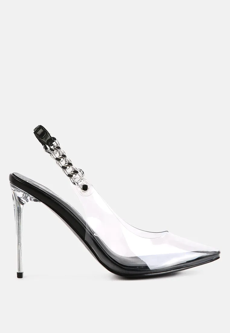 Goddess Metallic Stiletto Heel Slingback Sandals By Ruw