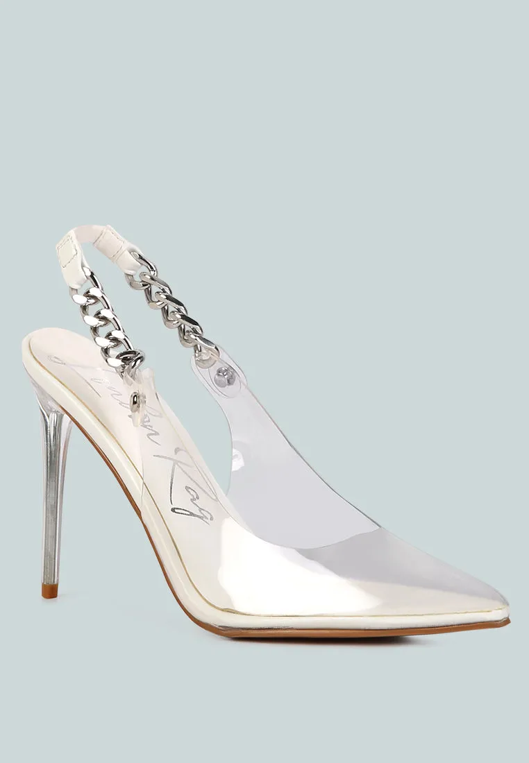Goddess Metallic Stiletto Heel Slingback Sandals By Ruw
