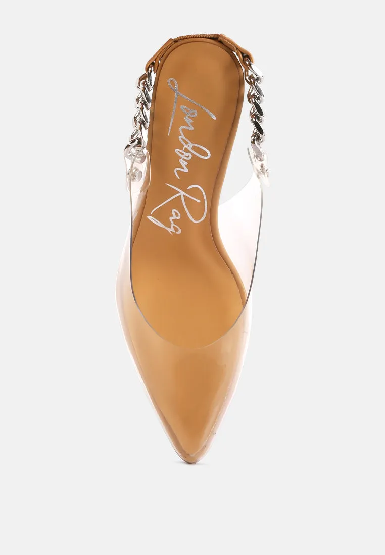 Goddess Metallic Stiletto Heel Slingback Sandals By Ruw