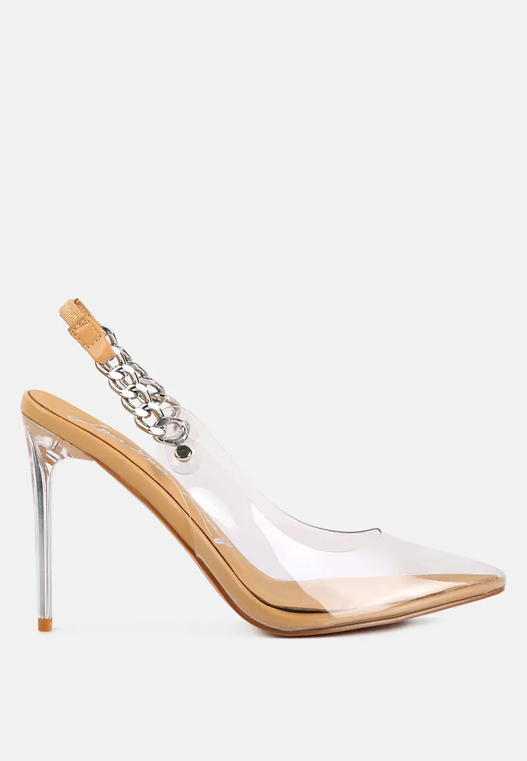 Goddess Metallic Stiletto Heel Slingback Sandals By Ruw