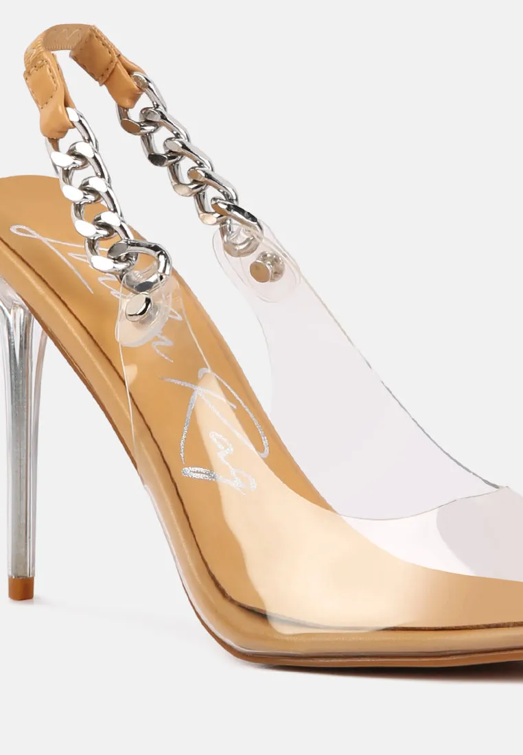 Goddess Metallic Stiletto Heel Slingback Sandals By Ruw