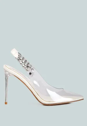 Goddess Metallic Stiletto Heel Slingback Sandals By Ruw