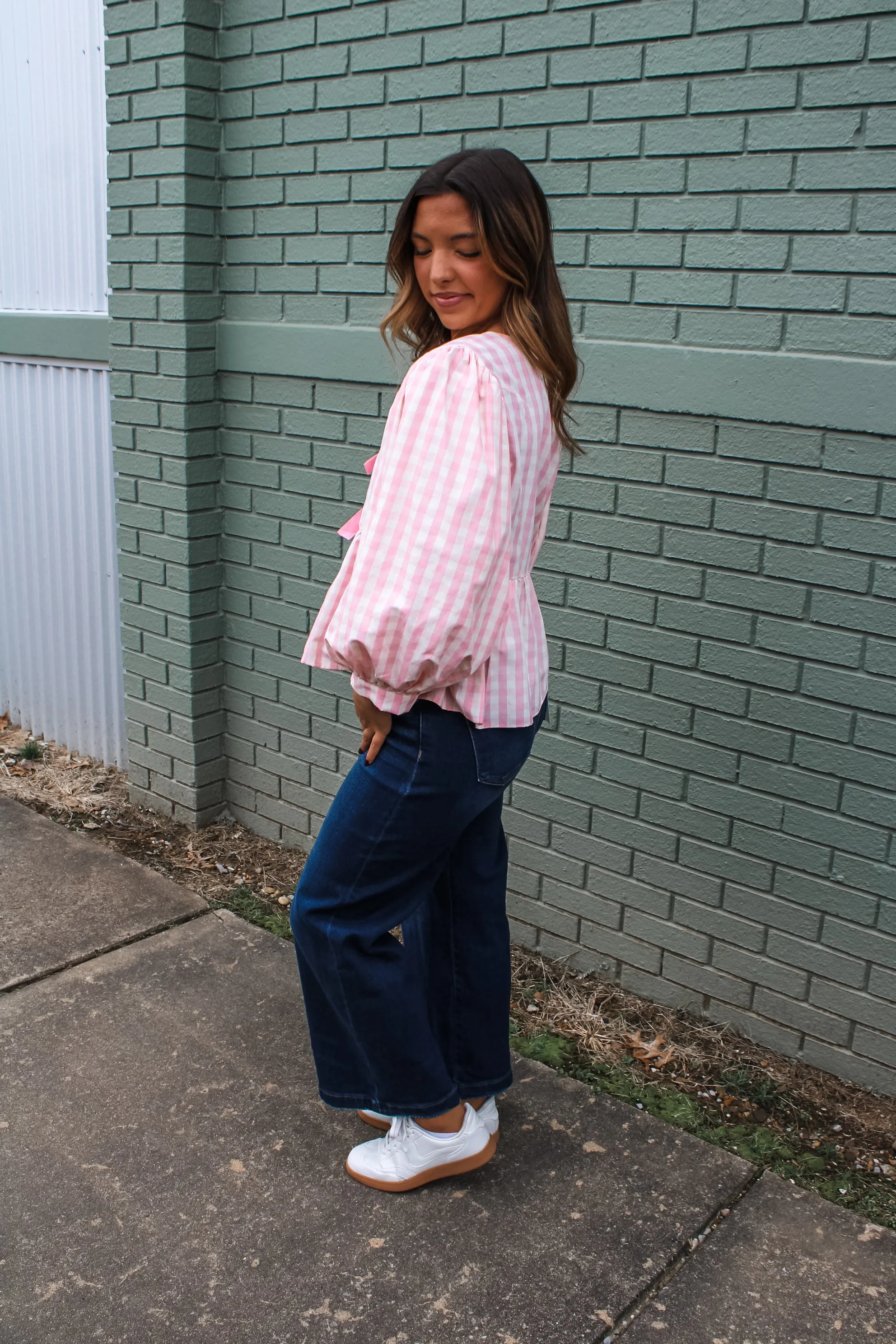 Gorgeous In Gingham Peplum Top • Pink