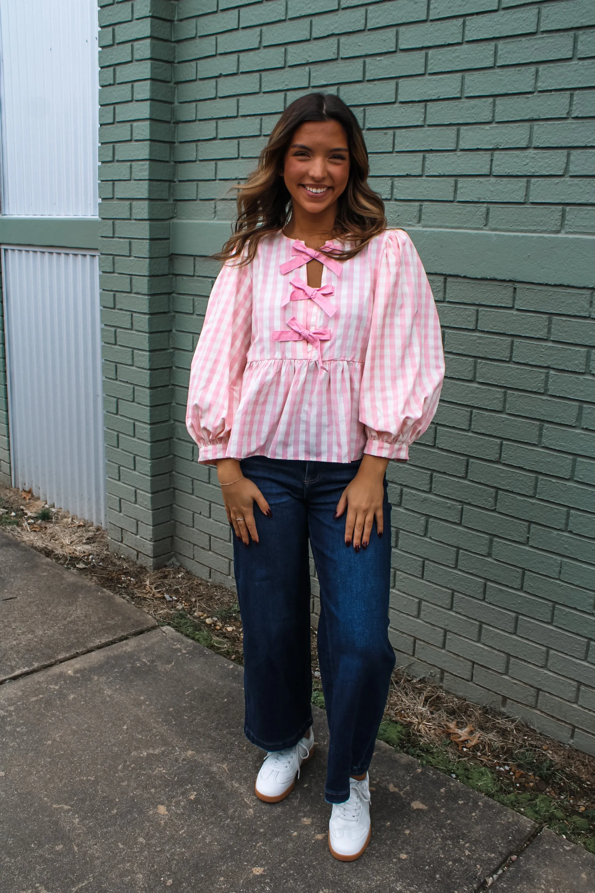 Gorgeous In Gingham Peplum Top • Pink