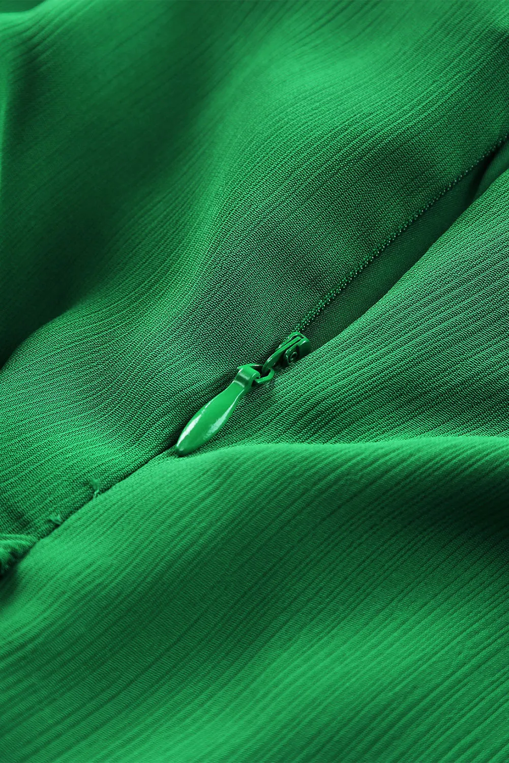 Green Asymmetric Bubble Sleeve Twist Knot Wrap Dress