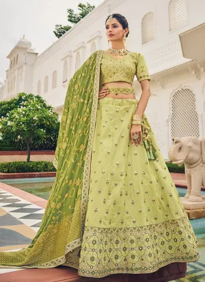 Green Multi Embroidery Festive Lehenga Choli