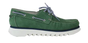 Green White Leather Casual Loafers