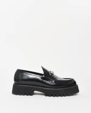 Gucci Black Leather Chunky Lug Sole Horsebit Loafers - 40