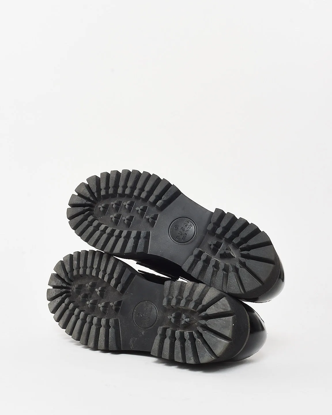 Gucci Black Leather Chunky Lug Sole Horsebit Loafers - 40