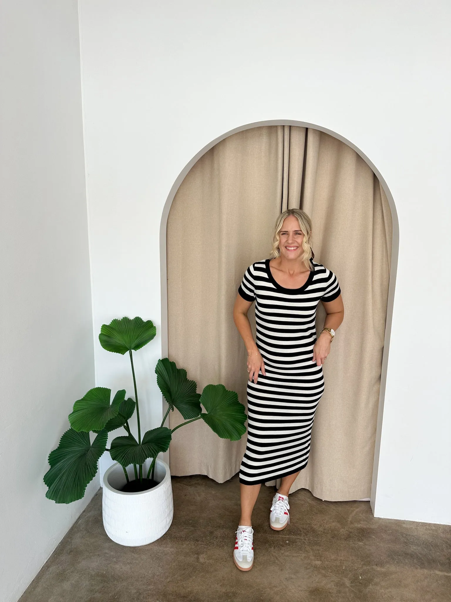 Hattie Knit Dress -Black & White stripe