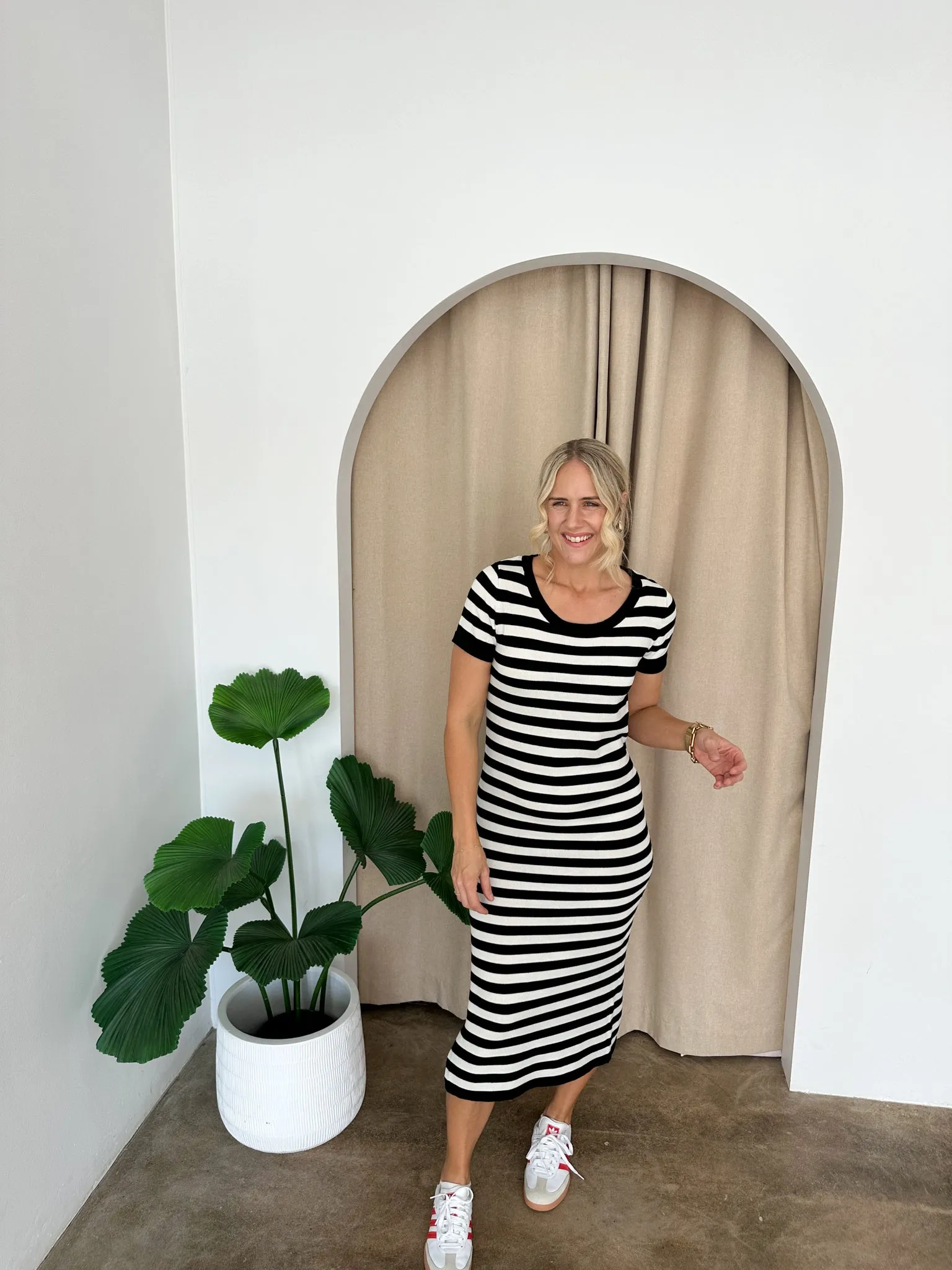 Hattie Knit Dress -Black & White stripe