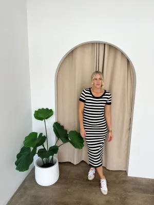Hattie Knit Dress -Black & White stripe