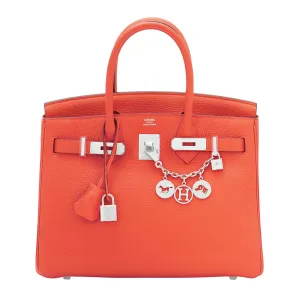 Hermes Birkin 30 Orange Poppy Verso Sanguine Birkin Bag U Stamp, 2022