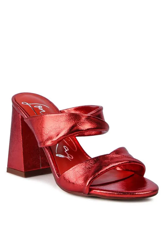 High Block Heel Double Strap Sandals