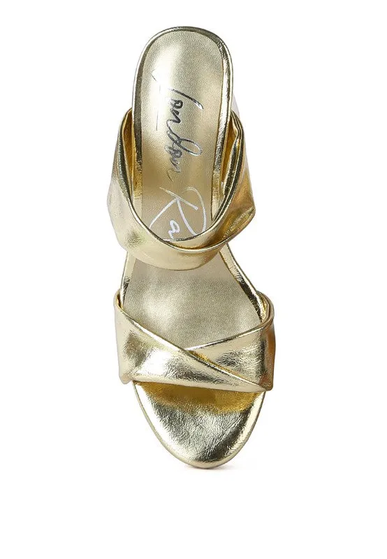 High Block Heel Double Strap Sandals