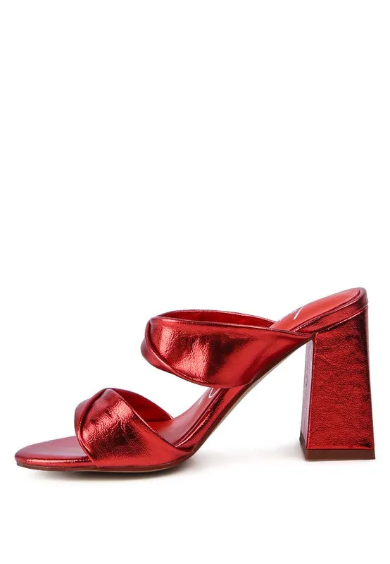 High Block Heel Double Strap Sandals