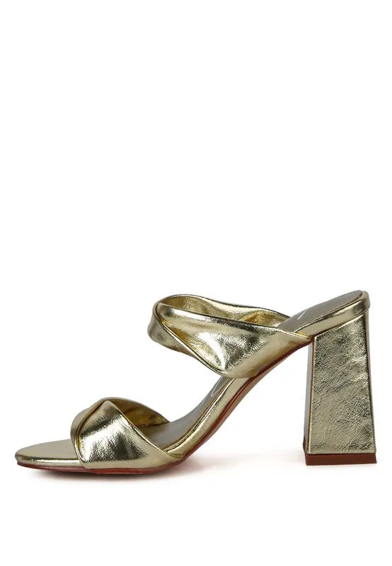 High Block Heel Double Strap Sandals